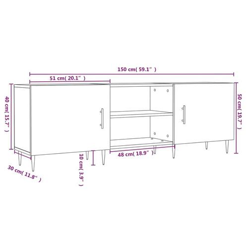 Tv-bord 150x30x50 cm konstrueret træ betongrå