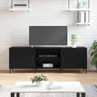 Tv-bord 150x30x50 cm konstrueret træ sort