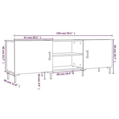 Tv-bord 150x30x50 cm konstrueret træ betongrå
