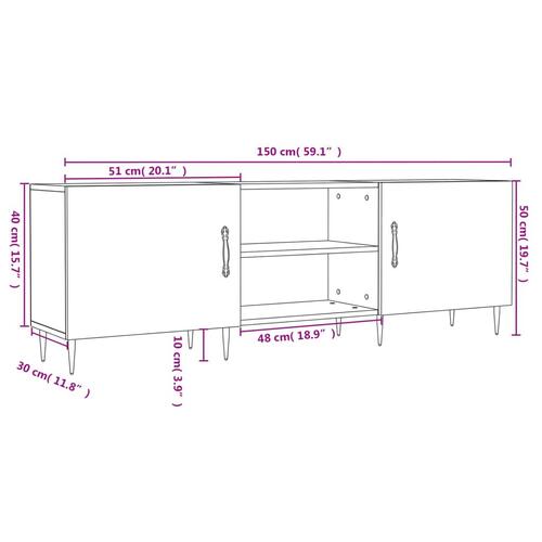 Tv-bord 150x30x50 cm konstrueret træ sonoma-eg