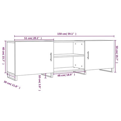 Tv-bord 150x30x50 cm konstrueret træ sonoma-eg