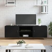 Tv-bord 150x30x50 cm konstrueret træ sort