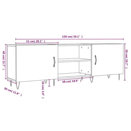 Tv-bord 150x30x50 cm konstrueret træ sort