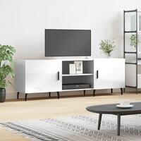 Tv-bord 150x30x50 cm konstrueret træ hvid højglans