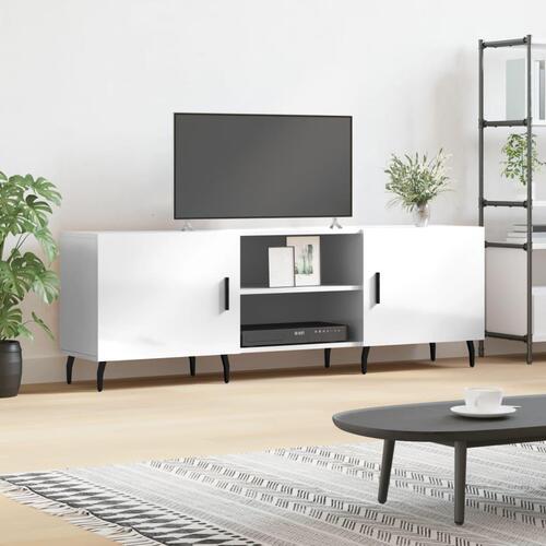 Tv-bord 150x30x50 cm konstrueret træ hvid højglans