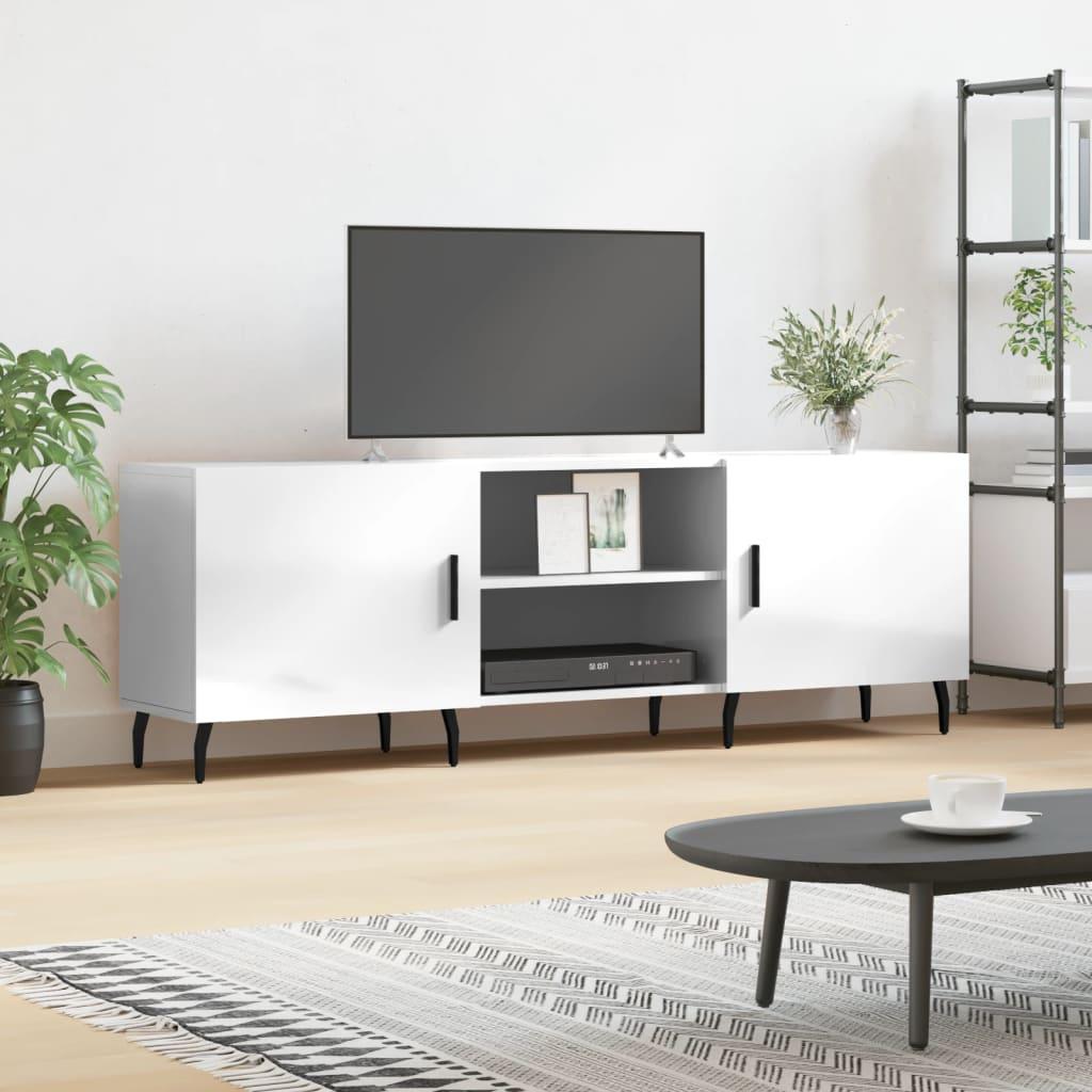 Tv-bord 150x30x50 cm konstrueret træ hvid højglans