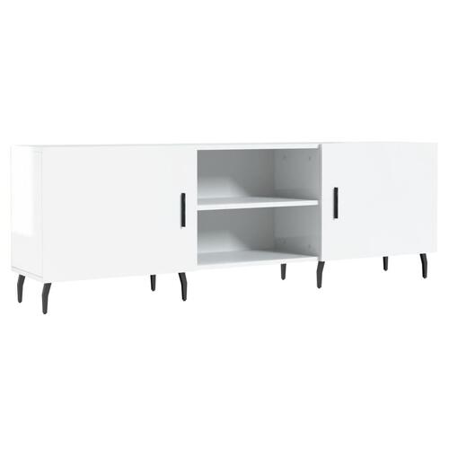 Tv-bord 150x30x50 cm konstrueret træ hvid højglans