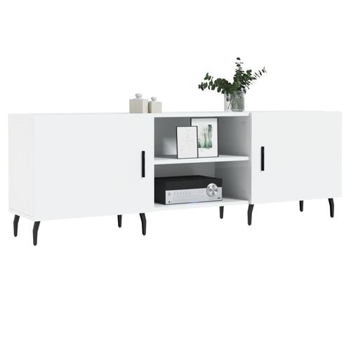 Tv-bord 150x30x50 cm konstrueret træ hvid højglans