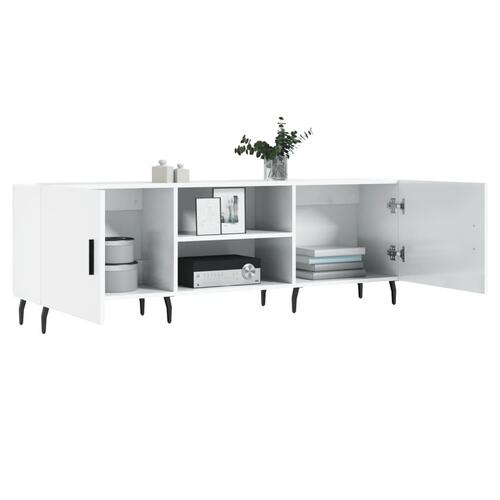 Tv-bord 150x30x50 cm konstrueret træ hvid højglans