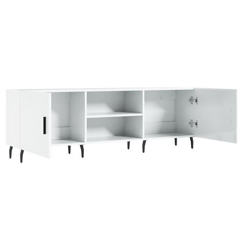 Tv-bord 150x30x50 cm konstrueret træ hvid højglans