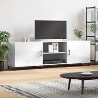 Tv-bord 150x30x50 cm konstrueret træ hvid højglans