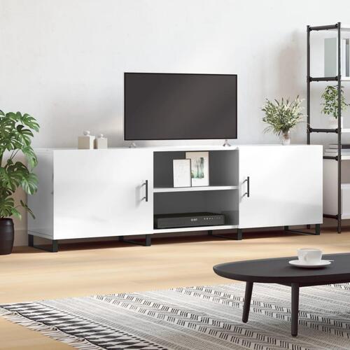 Tv-bord 150x30x50 cm konstrueret træ hvid højglans