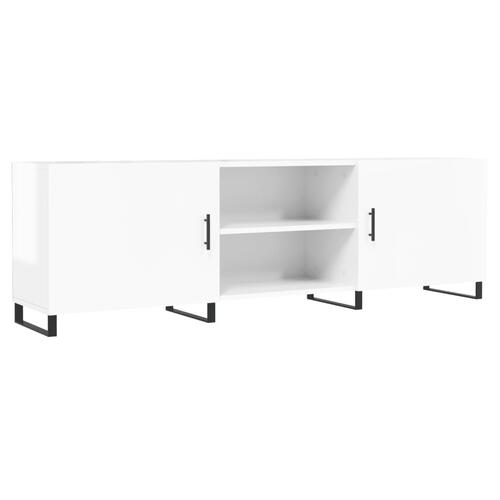Tv-bord 150x30x50 cm konstrueret træ hvid højglans