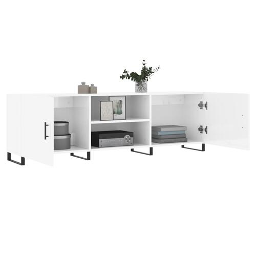 Tv-bord 150x30x50 cm konstrueret træ hvid højglans