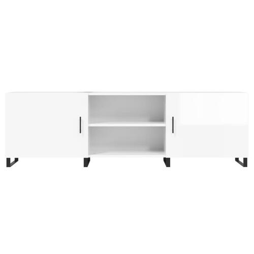 Tv-bord 150x30x50 cm konstrueret træ hvid højglans