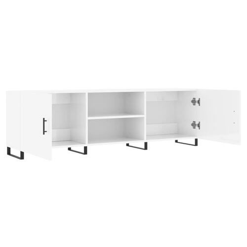 Tv-bord 150x30x50 cm konstrueret træ hvid højglans