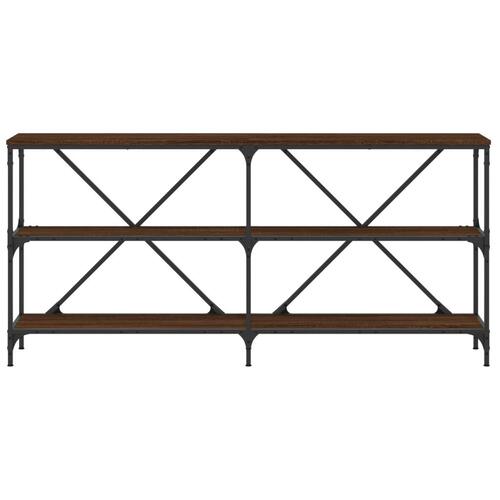 Konsolbord 160x30x75 cm konstrueret træ og jern brunt egetræ