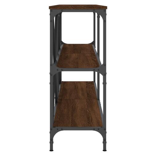 Konsolbord 160x30x75 cm konstrueret træ og jern brunt egetræ