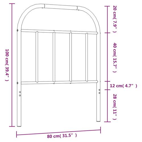 Sengegavl 75 cm metal hvid