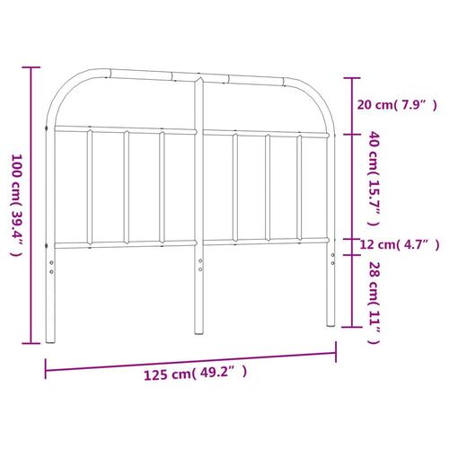 Sengegavl 120 cm metal hvid