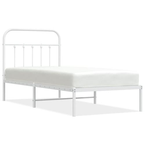 Sengeramme med sengegavl 90x200 cm metal hvid