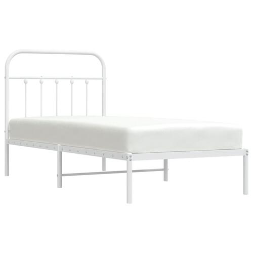Sengeramme med sengegavl 90x200 cm metal hvid