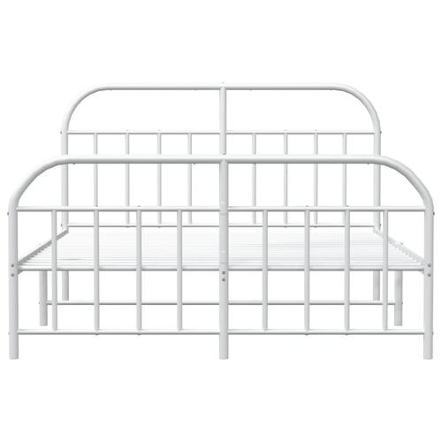 Sengeramme med sengegavl og fodgærde 140x200 cm metal hvid