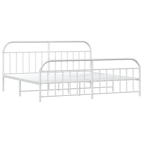 Sengeramme med sengegavl og fodgærde 200x200 cm metal hvid