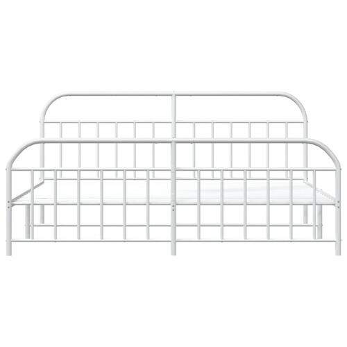 Sengeramme med sengegavl og fodgærde 200x200 cm metal hvid