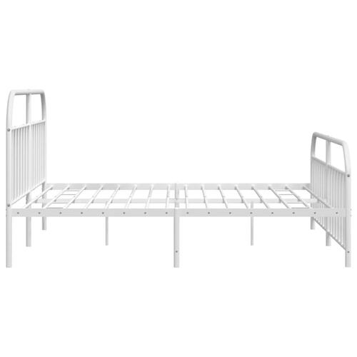 Sengeramme med sengegavl og fodgærde 200x200 cm metal hvid