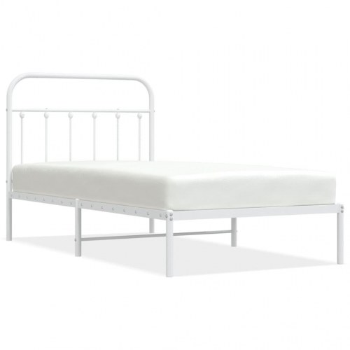Sengeramme med sengegavl 100×190 cm - metal, hvid