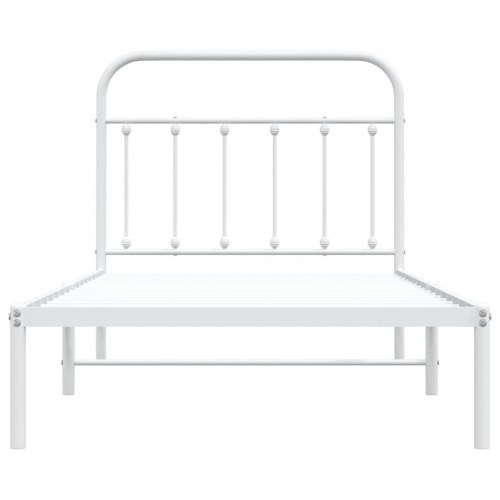 Sengeramme med sengegavl 100×190 cm - metal, hvid