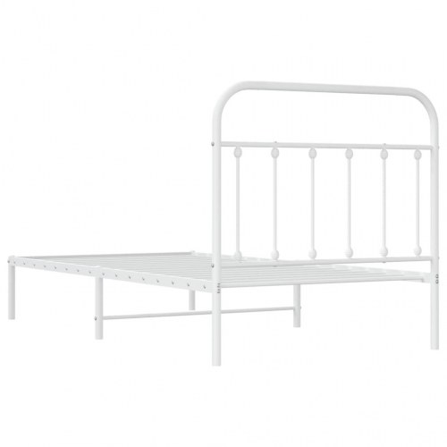 Sengeramme med sengegavl 100×190 cm - metal, hvid