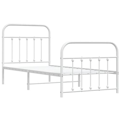 Sengeramme med sengegavl og fodgærde 90x200 cm metal hvid
