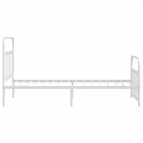 Sengeramme med sengegavl og fodgærde 100x190 cm metal hvid