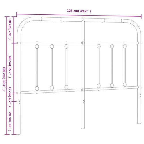 Sengegavl 120 cm metal sort