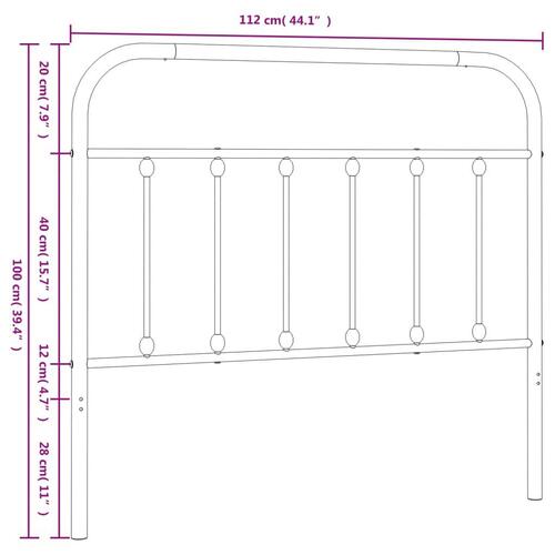Sengegavl 107 cm metal sort