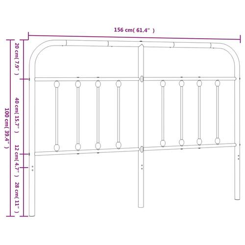 Sengegavl 150 cm metal sort
