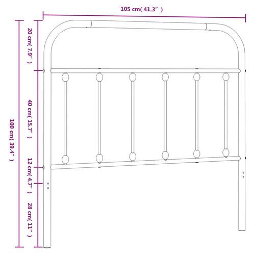 Sengegavl 100 cm metal hvid