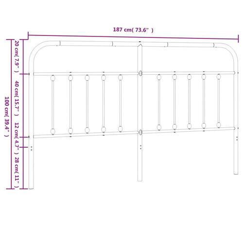 Sengegavl 180 cm metal hvid