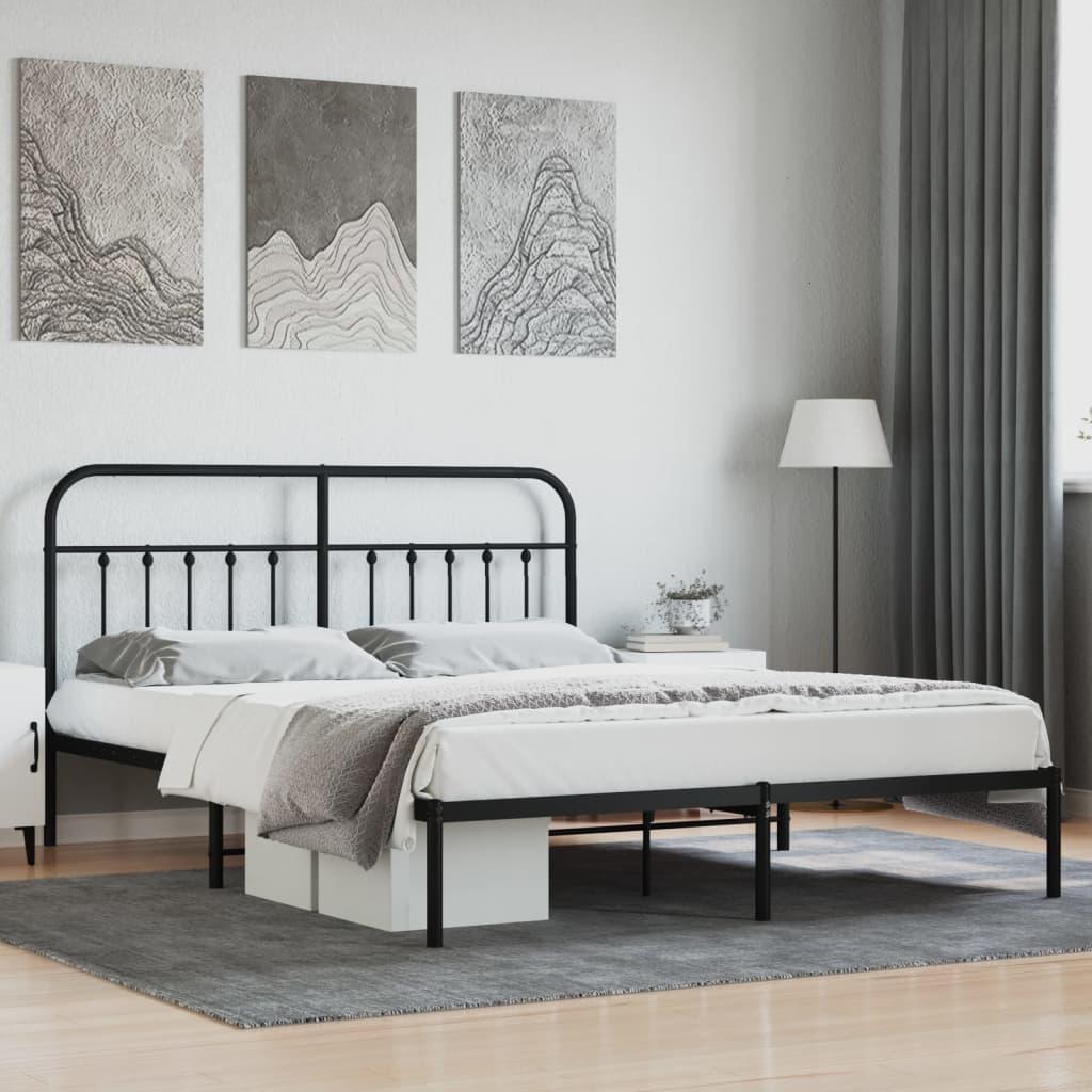 Sengeramme med sengegavl 183x213 cm metal sort