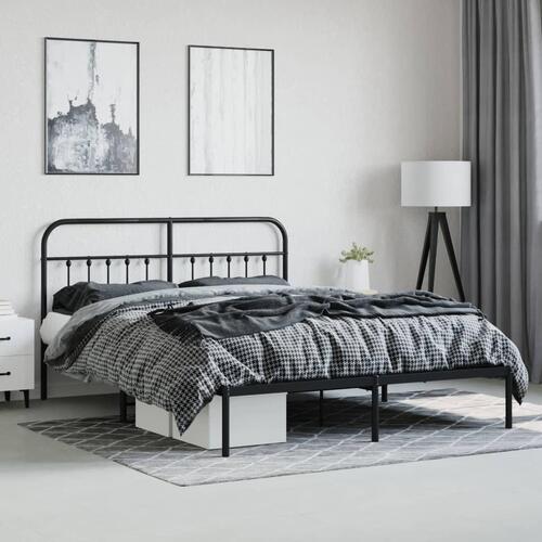 Sengeramme med sengegavl 183x213 cm metal sort