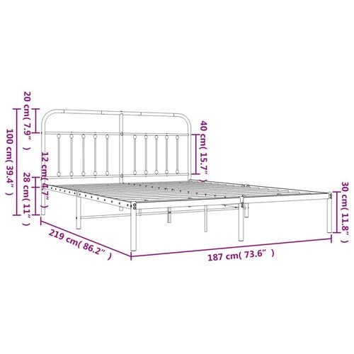 Sengeramme med sengegavl 183x213 cm metal sort