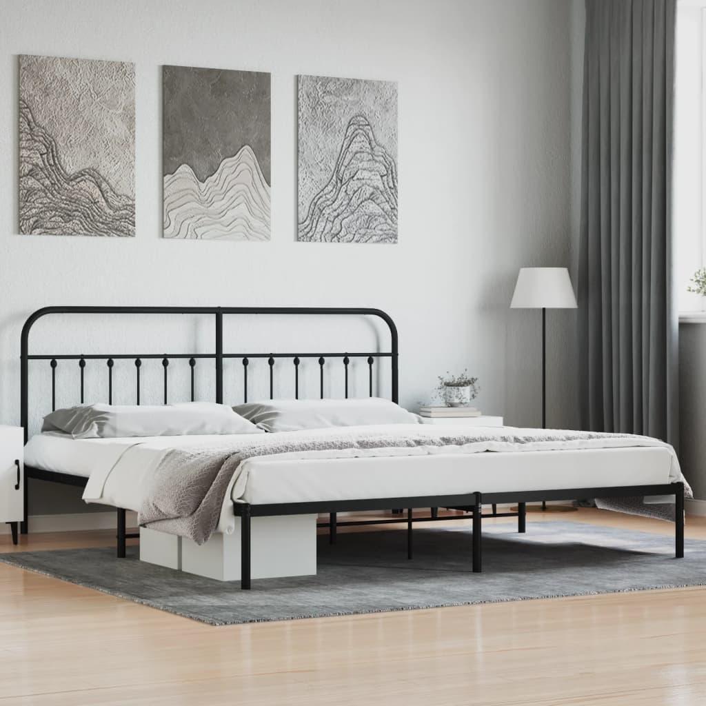 Sengeramme med sengegavl 193x203 cm metal sort