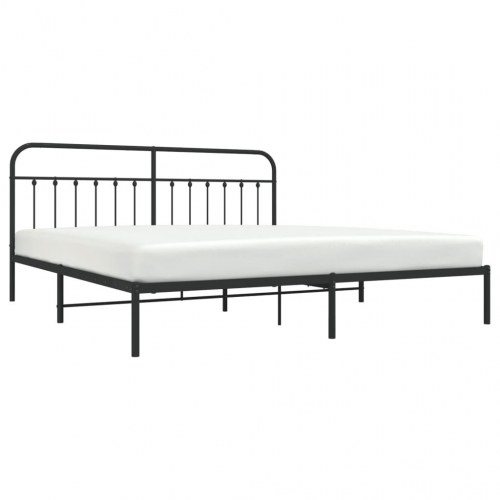 Sengeramme med sengegavl 200x200 cm - metal, sort