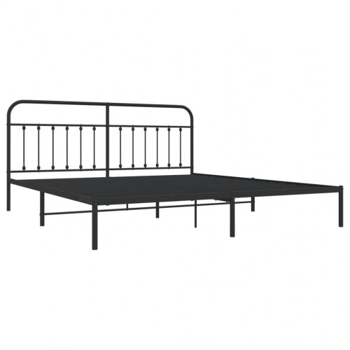 Sengeramme med sengegavl 200x200 cm - metal, sort