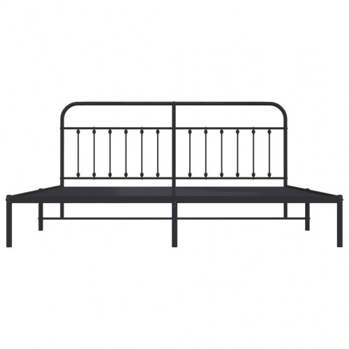 Sengeramme med sengegavl 200x200 cm - metal, sort