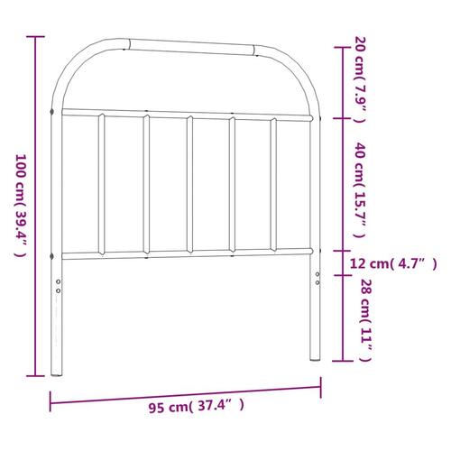 Sengegavl 90 cm metal hvid