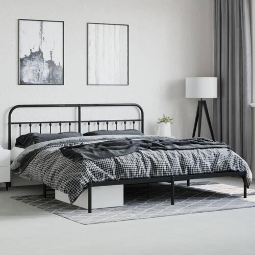Sengeramme med sengegavl og fodgærde 180x200 cm metal sort