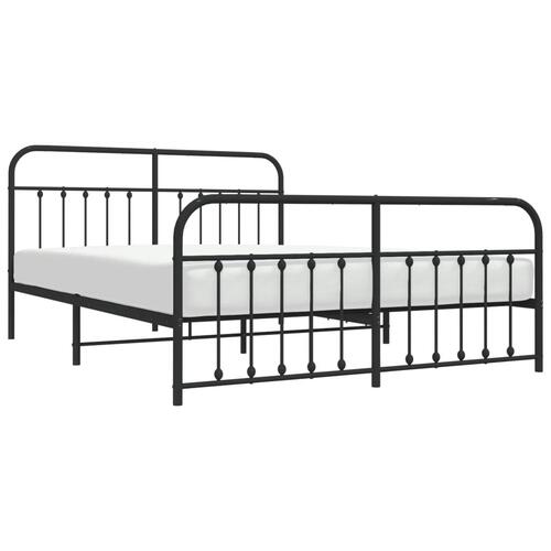 Sengeramme med sengegavl og fodgærde 183x213 cm metal sort
